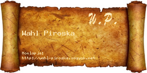 Wahl Piroska névjegykártya